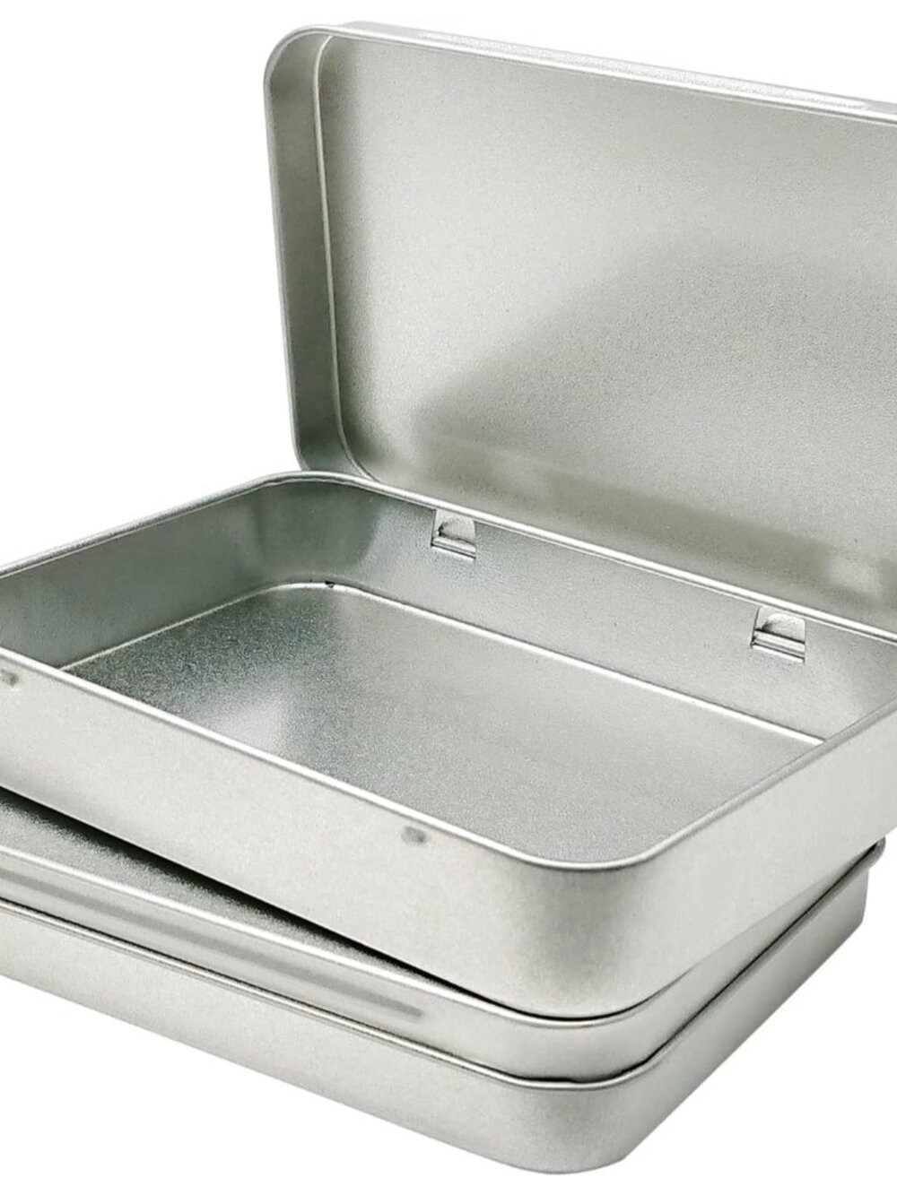 12 Pcs Hinged Tin Box Metal Tins Storage Containers, Silver 4.5x3.3 inch